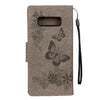 For Galaxy Note 8 Pressed Flowers Butterfly Pattern Horizontal Flip Leather Case with Holder & Card Slots & Wallet & Lanyard (Grey)