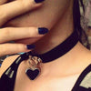 2 PCS Anime Rock Harajuku Punk Gothic Heart Shape Pendant Leather Choker Necklace, Random Color Delivery