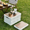 Foldable Outdoor Camping Storage Case Car Storage Box Organizer With Wooden Lid Small White