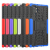 For Galaxy Note 10 Plus Tire Texture TPU + PC Shockproof Case with Holder(Black)