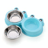 Stainless Steel Double Pet Bowl - Blue - Cat & Dog
