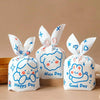 1bag Candy Packaging Bags Baking Biscuit Gift Bags 13.5x22cm(Blue Bunny Girl)