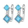 SCE1539 S925 Sterling Silver Prong Set Synthetic Turquoise Geometric Earrings