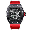 BINBOND B6577 Barrel Shape 30m Waterproof Sports Quartz Watch(Red Silicone-Black-Black)