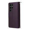 For Samsung Galaxy S23 Ultra 5G Nine-card Slots Zipper Wallet Bag Leather Phone Case(Dark Purple)