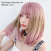 Female Gradient Highlighting Lifelike Chemical Fiber Headgear Wigs(White Tea Color 39CM)