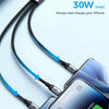 JOYROOM A21 30W Type-C to 8 Pin+Type-C+Micro USB 3 in 1 Charging Cable, Length: 1.2m(Black)