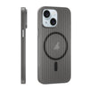 For iPhone 15 Plus PC Corrugated MagSafe Phone Case(Black)