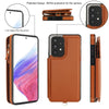 For Samsung Galaxy A53 5G Double Flap Zipper RFID Leather Phone Case with Short Lanyard(Brown)