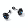 S925 Sterling Silver Black Rose Ear Stud Women Earrings