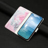 For Samsung Galaxy S25+ 5G Colored Drawing Marble Pattern Leather Phone Case(Pink Seawater)