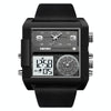 SKMEI 2020 Square Large Dial Triple Movement Men Sports Watch(Black Shell Black Belt White Machine)