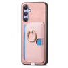 For Samsung Galaxy S23 5G Retro Cross Leather Ring Side Insert Card Bag MagSafe Phone Case(Pink)