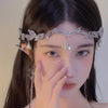Leaves Frontal Ornaments Crown Hair Band Rhinestone Headdress(Gold)