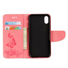 For iPhone X / XS Pressed Flowers Butterfly Pattern Horizontal Flip Leather Case with Holder & Card Slots & Wallet & Lanyard(Pink)