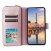 For Samsung Galaxy A35 Nine-card Slots Zipper Wallet Bag Leather Phone Case(Rose Gold)