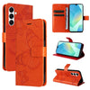 For Samsung Galaxy A26 5G Global 3D Butterfly Embossed Pattern Flip Leather Phone Case(Orange)
