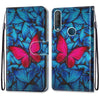 For Alcatel 1S (2020) / 3L (2020) Coloured Drawing Cross Texture Horizontal Flip PU Leather Case with Holder & Card Slots & Wallet & Lanyard(Blue Red Butterfly)
