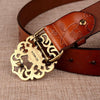 105cm Sunflower Pattern Needle Buckle Women Belt Retro Waist Band Leather Belt(White)