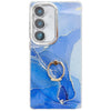 For Samsung Galaxy A56 5G Electroplated Marble Texture Ring Holder Phone Case(Dark Blue S16)