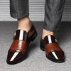 Men Business Dress Pointed Toe Slip-On Shoes, Size:47(Brown)