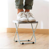 Portable Folding Stool Iron Frame Legs Lightweight Collapsible Chair(Grey)