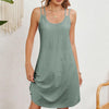 Women Summer Round Neck Halter Loose Sleeveless Dress, Size: XXL(green)