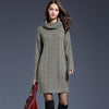 Autumn And Winter Knitwear Dresses Long Turtleneck Sweater For Women, Size: XL(Grey)