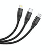 hoco U104 Ultra 3 in 1 6A Fast Charging Data Cable USB to 8 Pin + Micro USB + USB-C / Type-C Cable, Cable Length: 1.2m(Black)