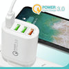 QC-04 QC3.0 + 3 x USB 2.0 Multi-ports Charger for Mobile Phone Tablet, UK Plug(White)