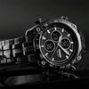 SKMEI 1302 Fashion Men Leisure Wrist Watch Multifunctional Dual-time Sports Digital Watch with Stainless Steel Watchband 30m Waterproof (Silver+Black)