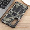 For Samsung Galaxy S24 FE 5G Camouflage Armor Kickstand TPU Hybrid PC Magnetic Phone Case(Army Green)