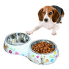 Stainless Steel Double Pet Bowl - Waterproof & Detachable (L, 30.5cm)