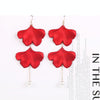 Long Exaggerated Fabric Art Handmade Petal Earrings, Color: E1910-3 2 Sides Maple Leaves