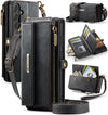 For Samsung Galaxy S25 / S24 5G CaseMe C39 RFID Blocking Zipper Wallet Leather Phone Case with Crossbody Strap(Black)