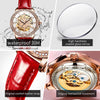 OLEVS 6681 Women Multifunctional Hollow Waterproof Mechanical Watch(White Surface Red Belt)