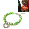 Green Pearl Pet Collar, M, Cat & Dog, Rhinestone, Adjustable