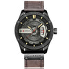 CURREN M8301 Men Military Sports Watch Quartz Date Clock Leather Wristwatch(black case black face deep brown band)