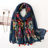 180 X 85cm  Women Cotton And Linen Scarf Retro Splicing Bohemian Printed Silk Shawl SL1903-100