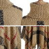 Women Mid-Length Turtleneck Sweater Fringed Cloak Shawl, Size: Free Size(Navy Blue)