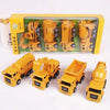 4 in 1 Concrete Mixer Truck + Fuel Tank Truck + Dump Truck + Excavator Inertial Pull Back Car Children Model Toys Car Set