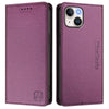 For iPhone 14 Plus RC01 Dual-Folded Magnetic Suction RFID Leather Phone Case(Violet)
