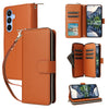 For Samsung Galaxy A15 Nine-card Slots Zipper Wallet Bag Leather Phone Case(Brown)