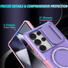 For Samsung Galaxy S25 Ultra 5G Sliding Camshield MagSafe Holder TPU Hybrid PC Phone Case(Pink Purple)