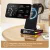 5-in-1 Desktop Magnetic Wireless Charger with Clock and Temperature Display for Smartphones / Watches / Earphones(Black)