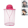 Summer Outdoor Sports Anti-mosquito Net Sun Hat Fisherman Hat, Size:L(Rose Red)