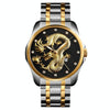 SKMEI 9193 Men Golden Dragon Pattern Calendar Dial Luminous Quartz Watch(Silver Black)