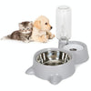 Automatic Pet Feeder Waterer Bowl, Grey, Cat & Dog