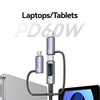 USAMS 60W 6 in 1 Digital Display Fast Charging Cable, Length:1.2m(Titanium Gray)