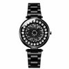 SANDA 1017 Lady Watch All Over The Sky Star 360 Degree Rotating Watch Diamond Steel Band Women Watch(Black)
